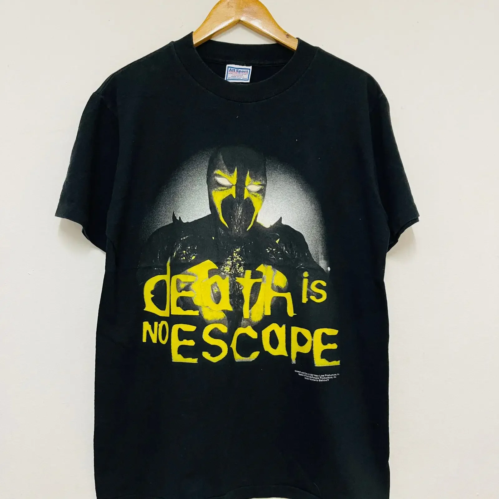 Vintage 90 s Spawn 1997 Fantasy Action Film T Shirt Movie Streetwear Rare Black M vintage Washed Stylish homme Soft Unisex