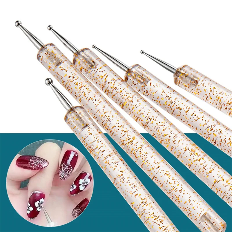 5Pcs 2-Way Nail Art Dotting Tool Set, Nail Dotting Pens for Rhinestone Picker, Design Drawing and Decoration