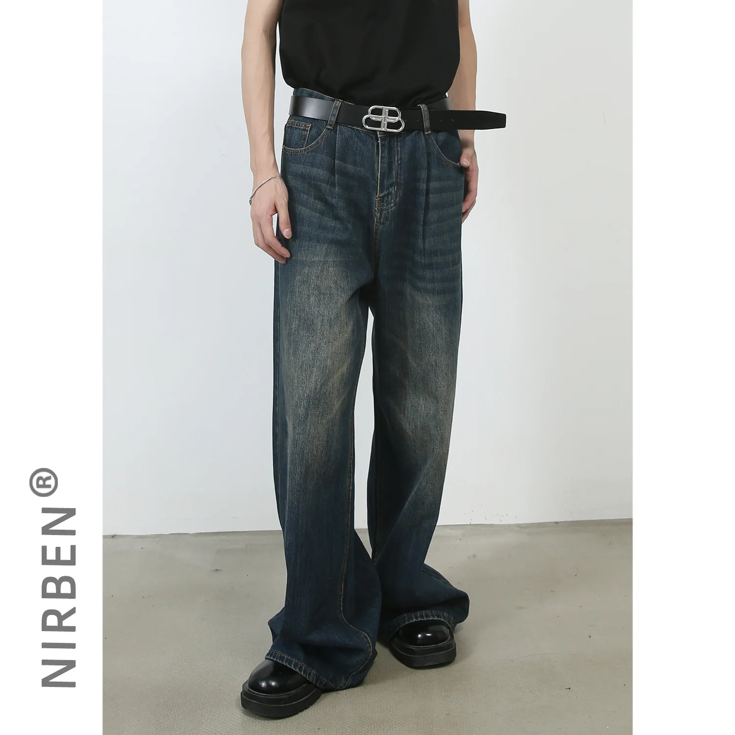 Denim New Korean Version Basic Loose Straight Wide-leg Jeans Versatile Trendy Men's Floor Pants