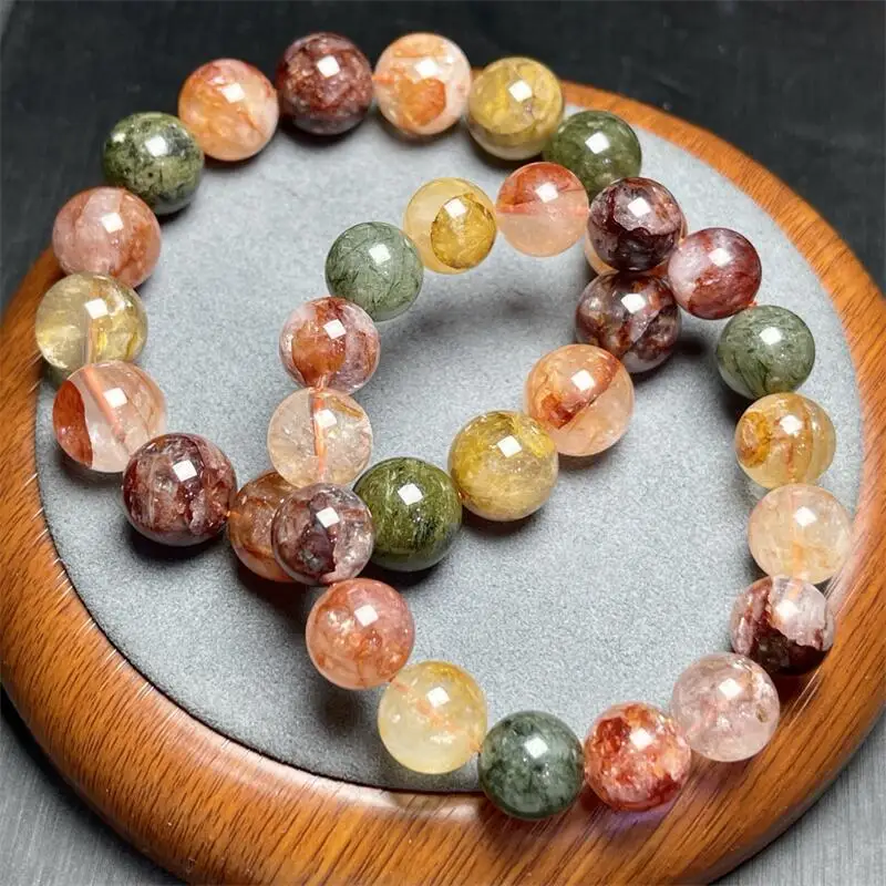 

Натуральный цветной золотой браслет с бриллиантами Herkimer, фэншуй, исцеляющие бусины, хрустальные украшения, праздничный подарок, 1 шт., 10/11/12/13 мм