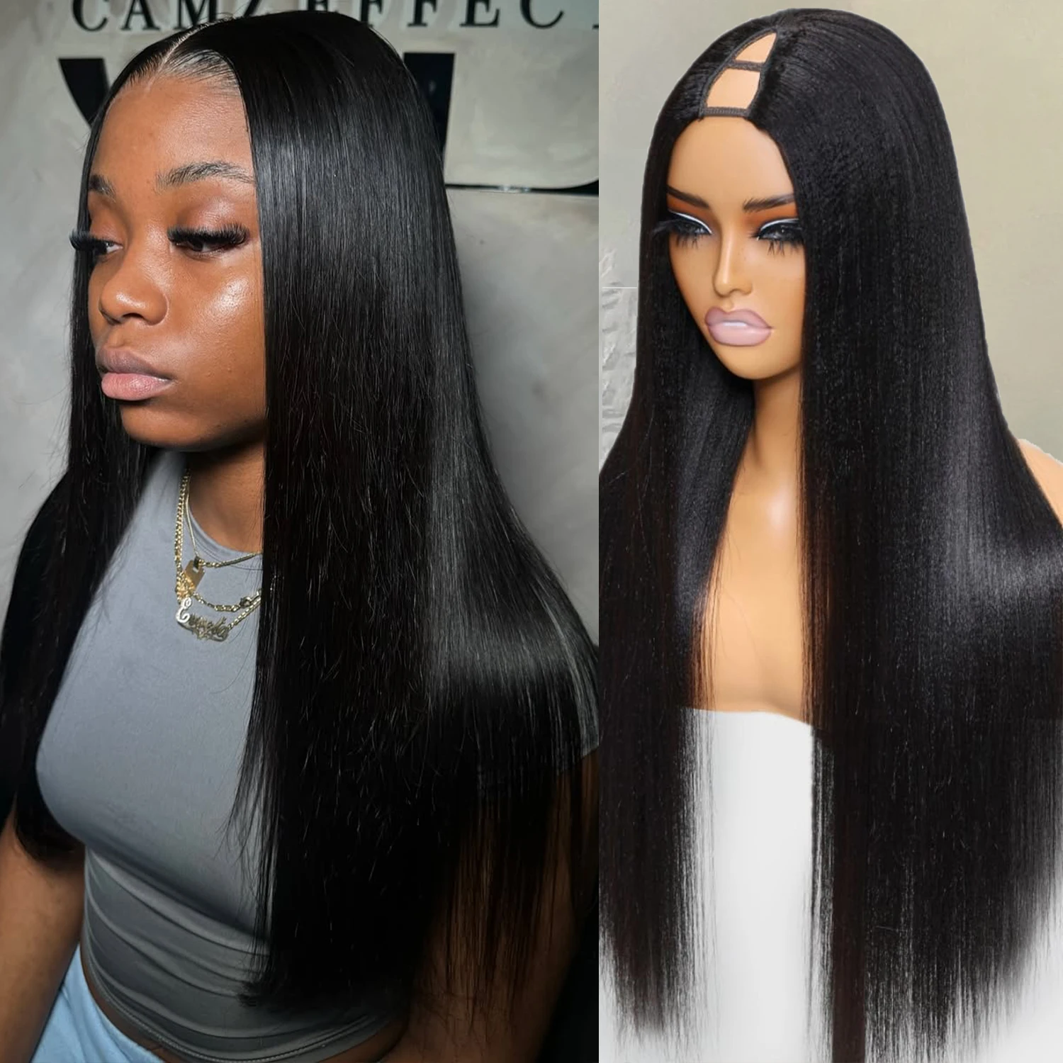 الخامس جزء شعر مستعار العظام شعر طبيعي مفرود الباروكات للنساء غلويليس البرازيلي اللون الطبيعي 200 الكثافة آلة صنع الخامس شكل الباروكات 40 بوصة #2