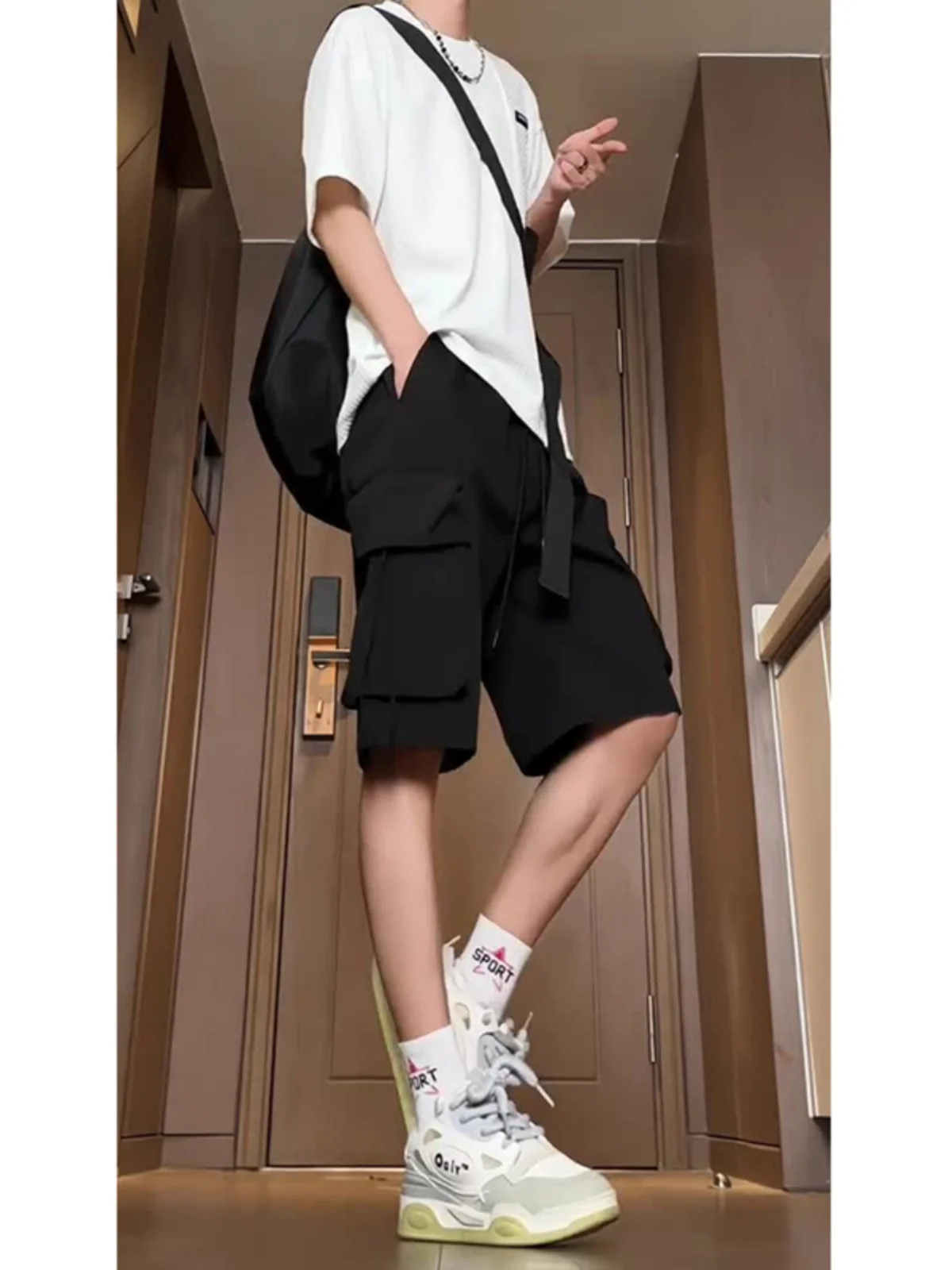 Bla Workwear 4-Part orts الرجال العلامة التجارية العصرية الصيف رقيقة كوي الجافة الرياضة خمسة أجزاء السراويل الأمريكية وظيفية المظلة السراويل #4