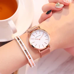 36mm Neue Grüne Gesicht Gold Zifferblatt Japan Quarz Bewegung Damen Armbanduhren Edelstahl Mesh Ultra dünne Wasserdichte Frauen Uhren