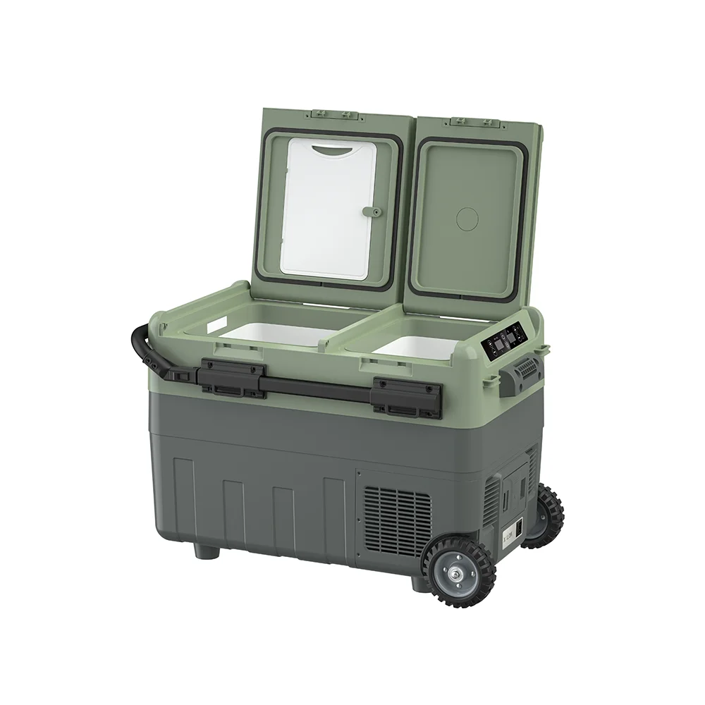 220V 12V Mini Freezer Portable Cooler With Wheels Dual Zone USB Powered Battery Solar Compressor Refrigerator Car Fridge