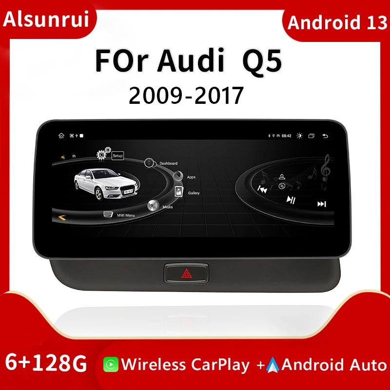 

1920*720 Wireless Carplay Car Radio Android 12 System For Audi Q5 2009-2016 Screen Multimedia GPS Navigation Head Unit Stereo 4G