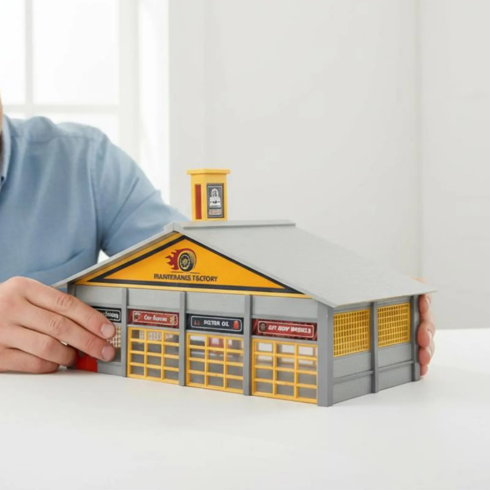 1:87 Scale Car Repair Shop Realistic Features Miniature Garage Building Kit Model Railroad Repair Station Requires Assembly