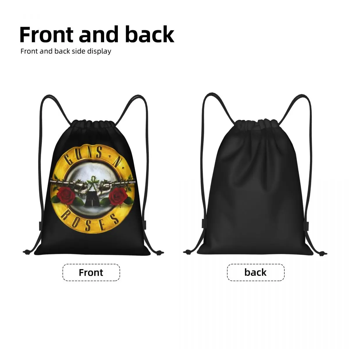 Guns N Roses Bullet Logo Drawstring Backpack Women Men Gym Sport Sackpack Portable Hard Rock Band Training Bag Sack