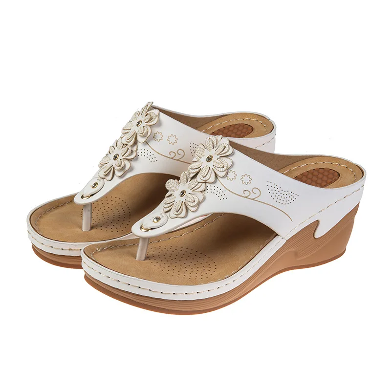 Plus Size Shoes for Women Summer Women Floral Flip Flops Fashion Roman Non Slip Sandals Outdoor Slippers Beach Casual Shoes