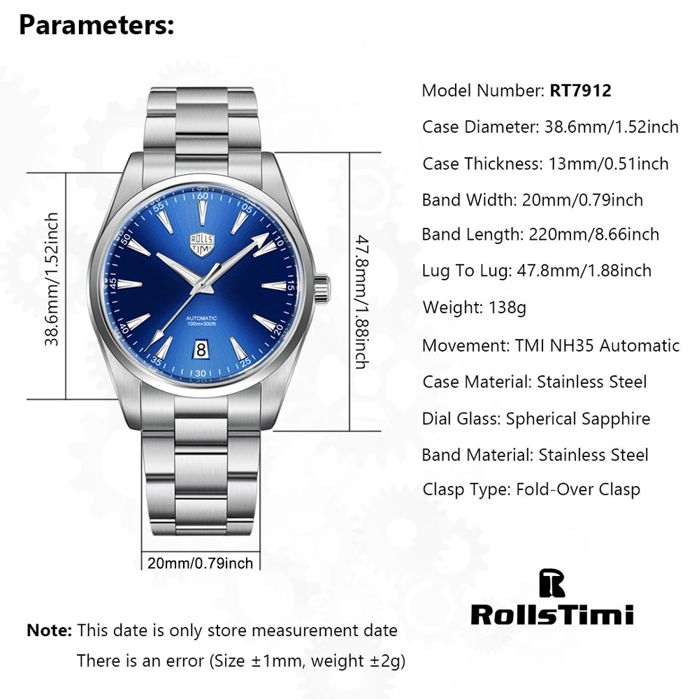 2025 Nuovo Rollstimi Texture quadrante orologio meccanico automatico di lusso per uomo NH35A movimento AR cristallo di zaffiro BGW9 orologio luminoso