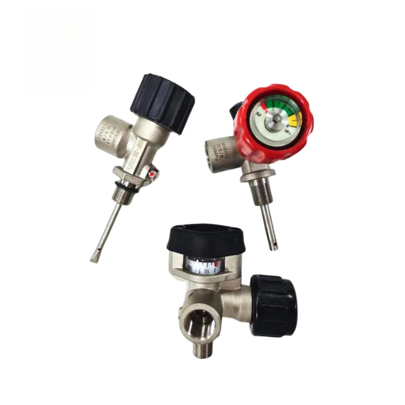 

Pressurized air breathing cylinder valve for carbon fiber tanks