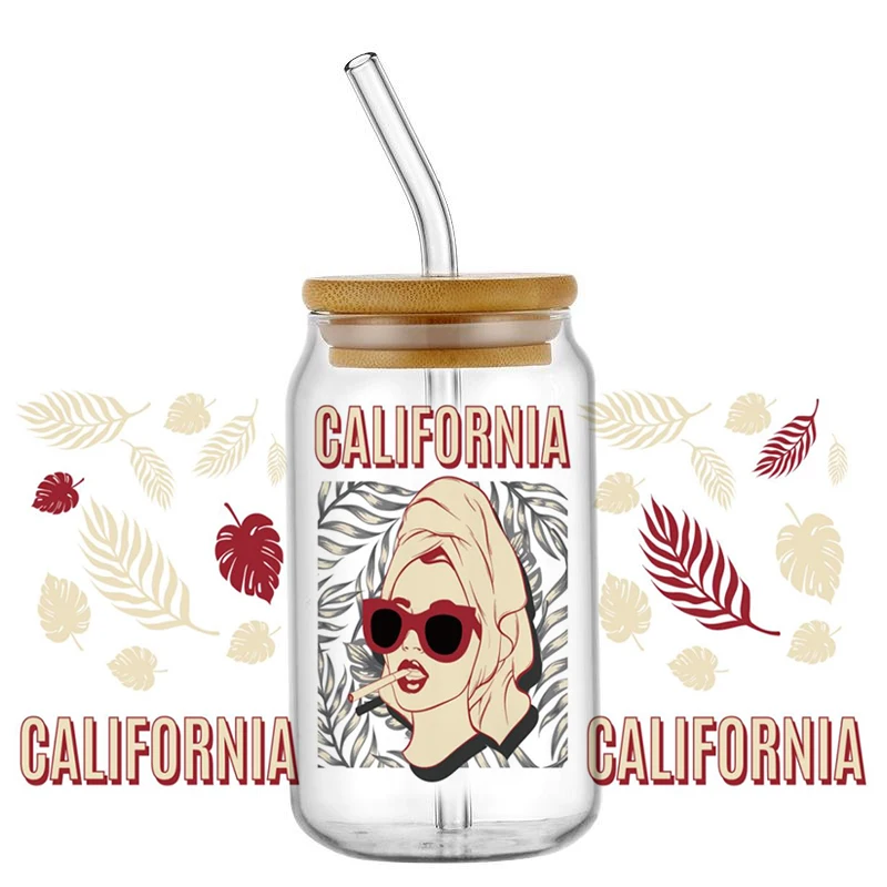 MINISO 3D Transfer Sticker Vintage Fashion Girl Design UV DTF Cup Wrap for 16oz Libbey Glasses Washable DIY Mug Sticker