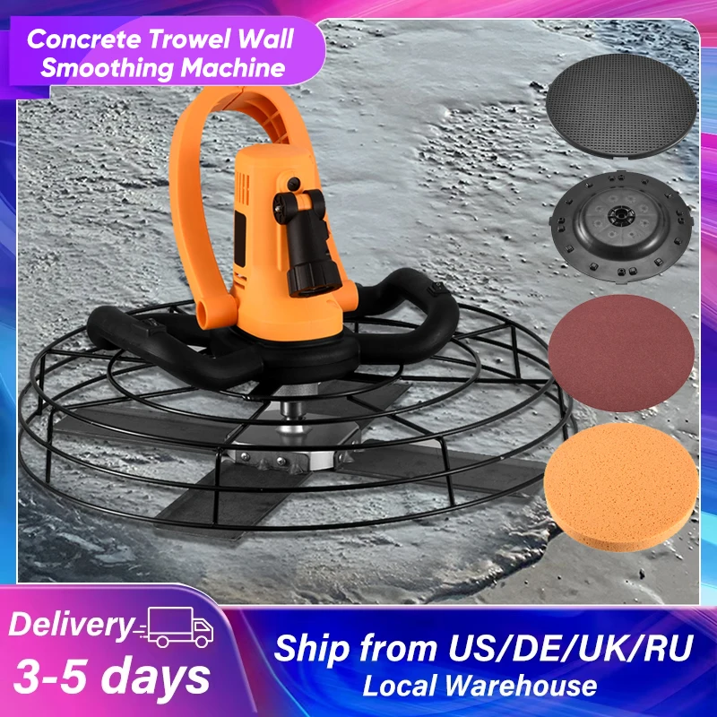 Machine électrique de polissage de lissage de mur de truelle de béton 1700W 6 vitesses 600 tr/min Machine de plâtrage de mur avec 4 lames de fer, disque