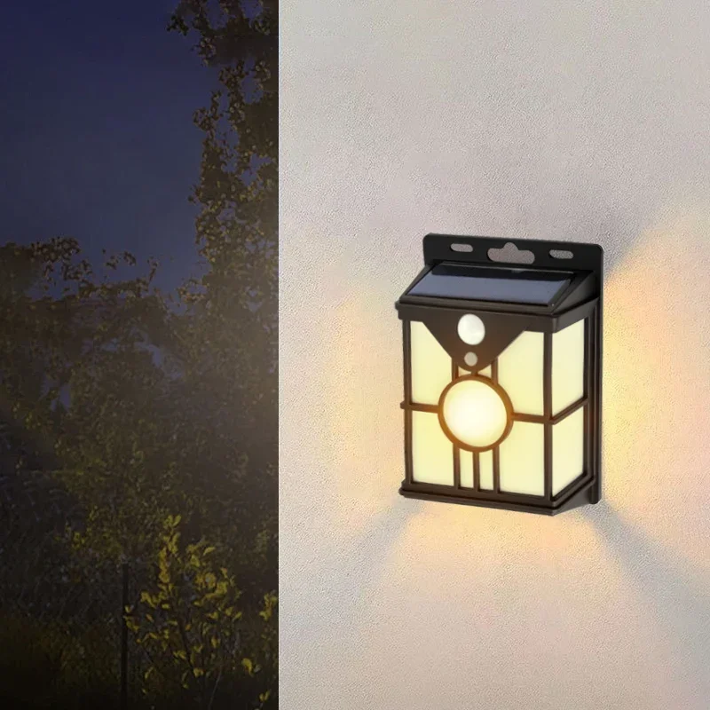 Pop Solar Powered Sensing Waterproof Outdoor Wall Light With High Quality Panels, Ideal For Villa Courtyards, Home Exteriors