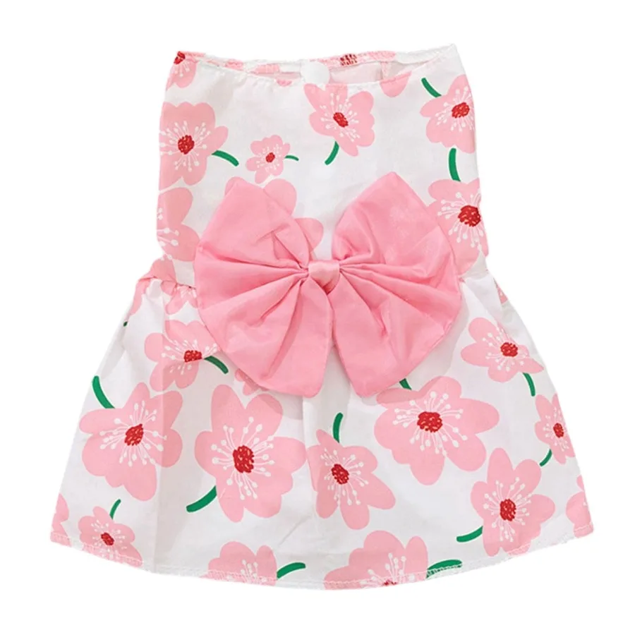 Cute Floral Dog Dress Summer Pet Skirt, Lightweight Breathable Vest Style Pet Dress, Non-Restrictive Comfortable Summer Pet Clo