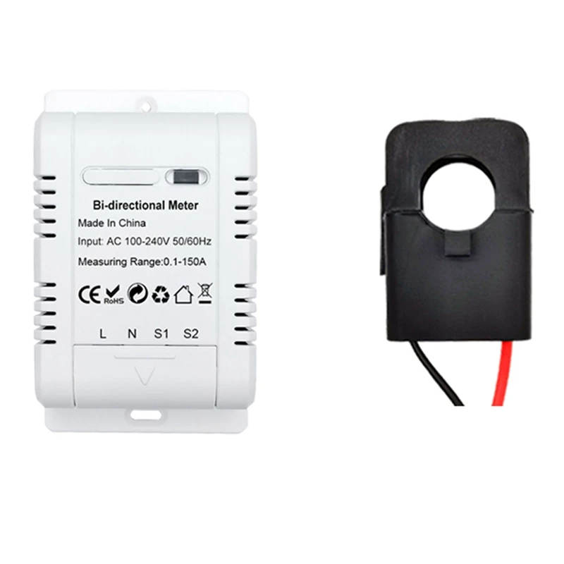 Tuya Smart Bi Directional Wifi Energy Meter 150A Clamp Current Sensor Transformer Solar PV Two Way Power Monitor