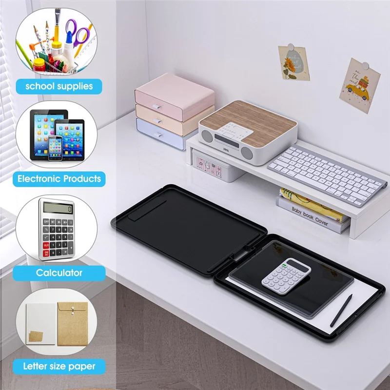 Prancheta A19E com conjunto de armazenamento de 6, prancheta de armazenamento de 8,5 x 11 polegadas com clipe de perfil baixo, para material escolar de escritório