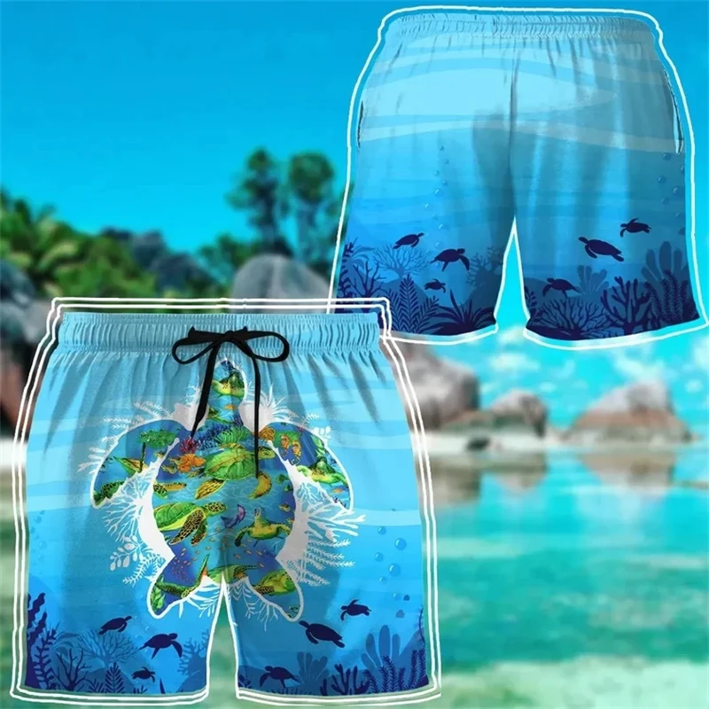 Sandbeach-pantalones cortos con tabla de tortuga para hombre, ropa para deportes al aire libre, pantalones cortos informales para la calle y la playa, ropa de calle de moda de verano para uso diario 2025