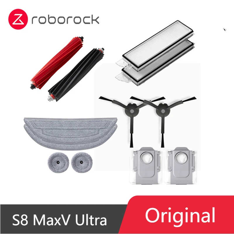 

Оригинальный Roborock S8 MaxV Ultra аксессуар моющийся фильтр основная/боковая щетка Швабра пылесборник