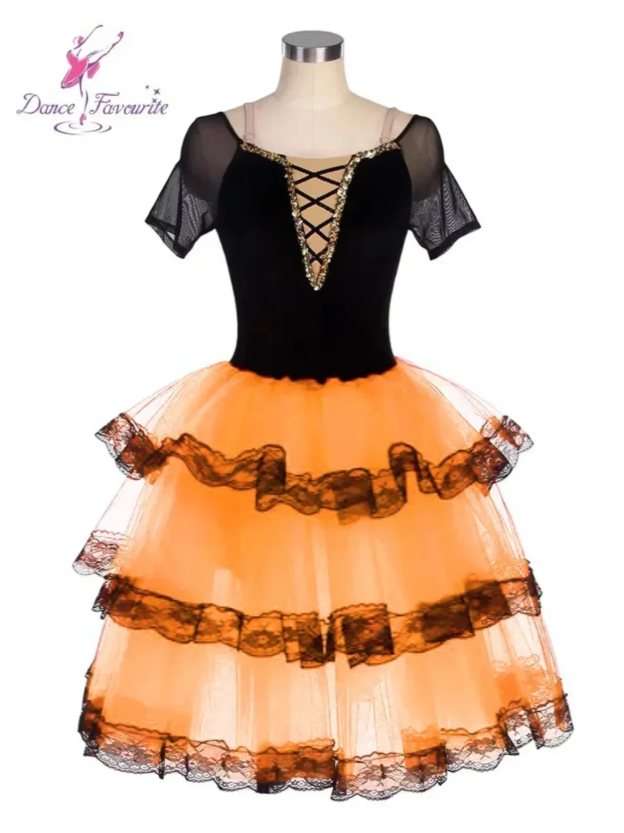Traje de ballet Don Quijote competición infantil traje de actuación profesional vestido rojo de baile español para adultos 1 pieza
