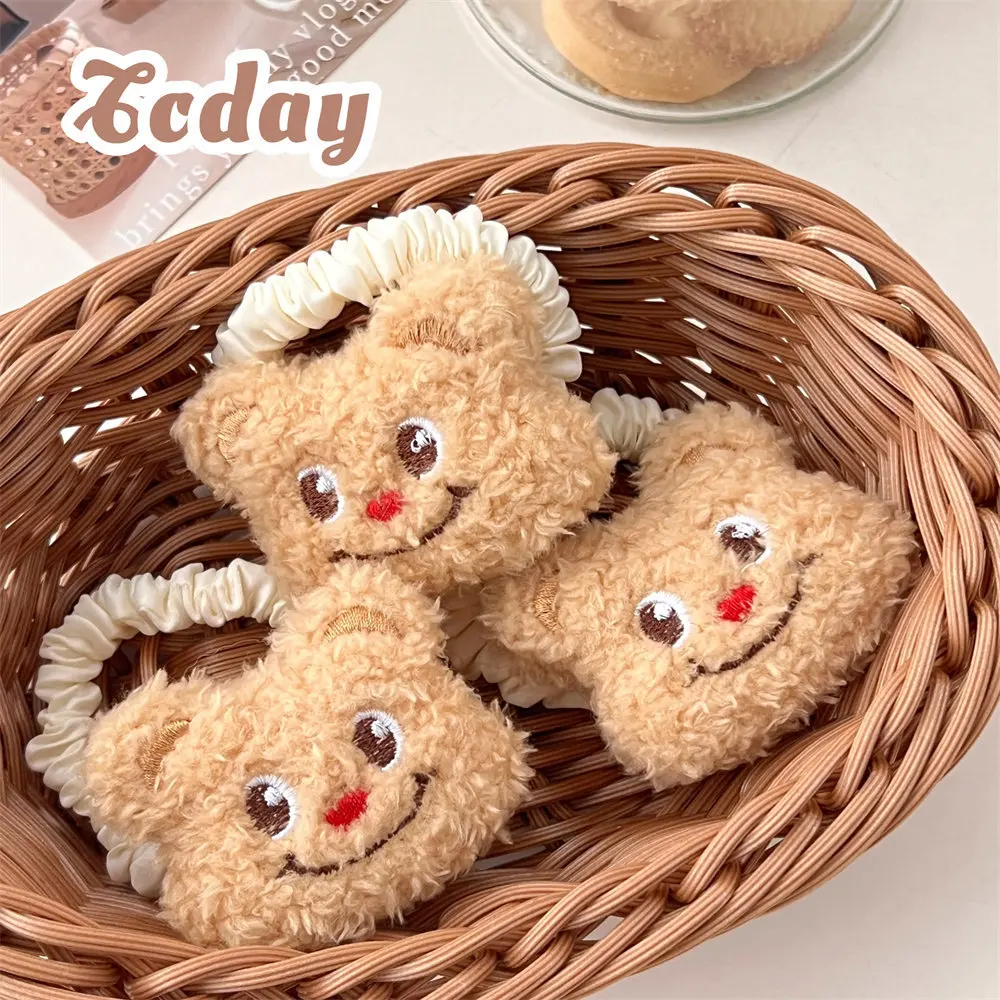 4Pcs Cute Cartoon Teddy Bear Doll Hair Loop Hair Rope Girl V