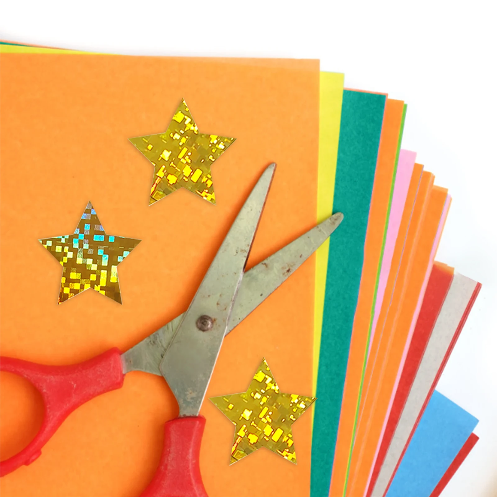 

2 Rolls Scrapbook Star Stickers Shiny Decorative Card Base Shaped Foil Golden for Making Child