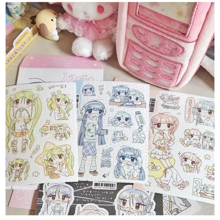 Korean Style Cute Girl Fantasy DIY Stickers Decorative Stickers for Guka Scrapbook Journal Diary Craft Decoration