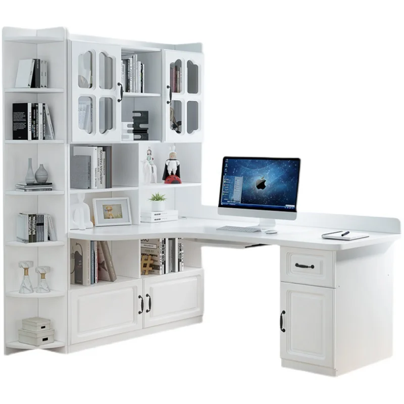 

Children's solid wood desk bookshelf integrated simple learning computer desk