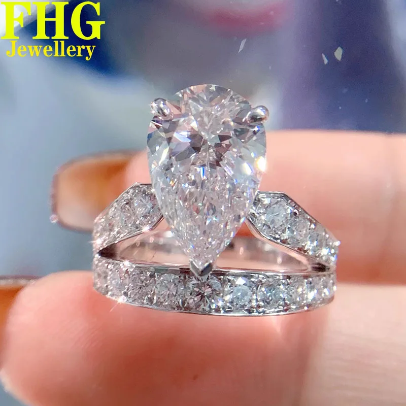 6 7 8 9 10 Carat Au750 18K White Gold Ring luxurious Pear shape moissanite Diamonds Wedding Engagement Anniversary Gift Ring