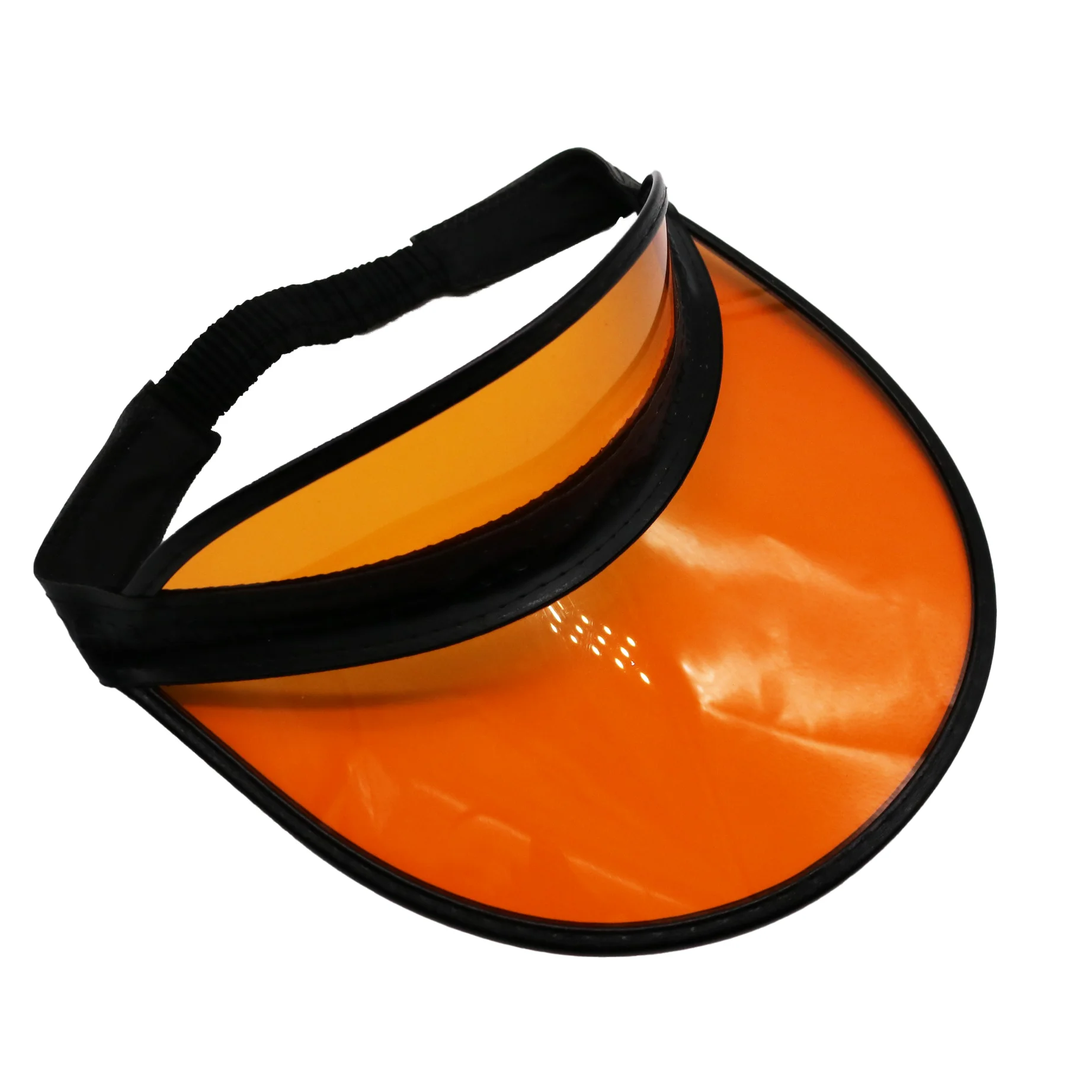 Outdoor Cycling Suitable for Both Men and Women Orange Shade Transparent UV-Resistant Plastic Black Adjustable Sun Visor Hats