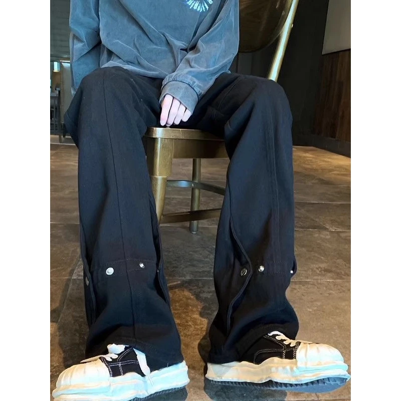 

Мужские джинсы прямого кроя большого размера, широкие брюки в стиле Street Sle, модные джинсы с высокой талией в американском стиле