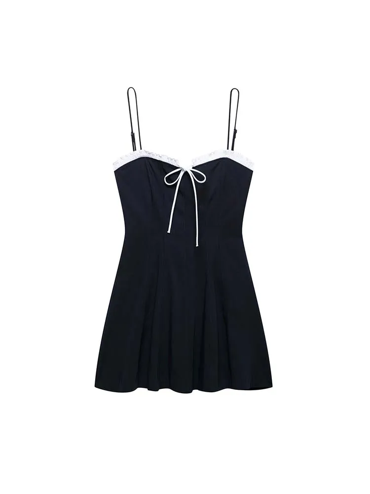 

Women Summer Mini Strap Dress 2025 Fashion Sweet Patchwork Bow Strapless Female Elegant Street Dresses Clothing