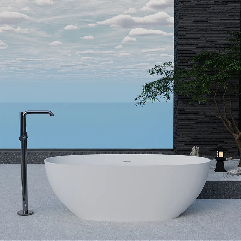 楕円形の人工石の浴槽,ホテルの家庭用浴槽,薄いエッジの浴槽