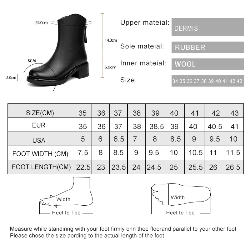 AIYUQI Women's Snow Boots Fashion 2024 New Genuine Leather Women's Ankle Boots Natural Wool Warm Western Cowboy Boots Women