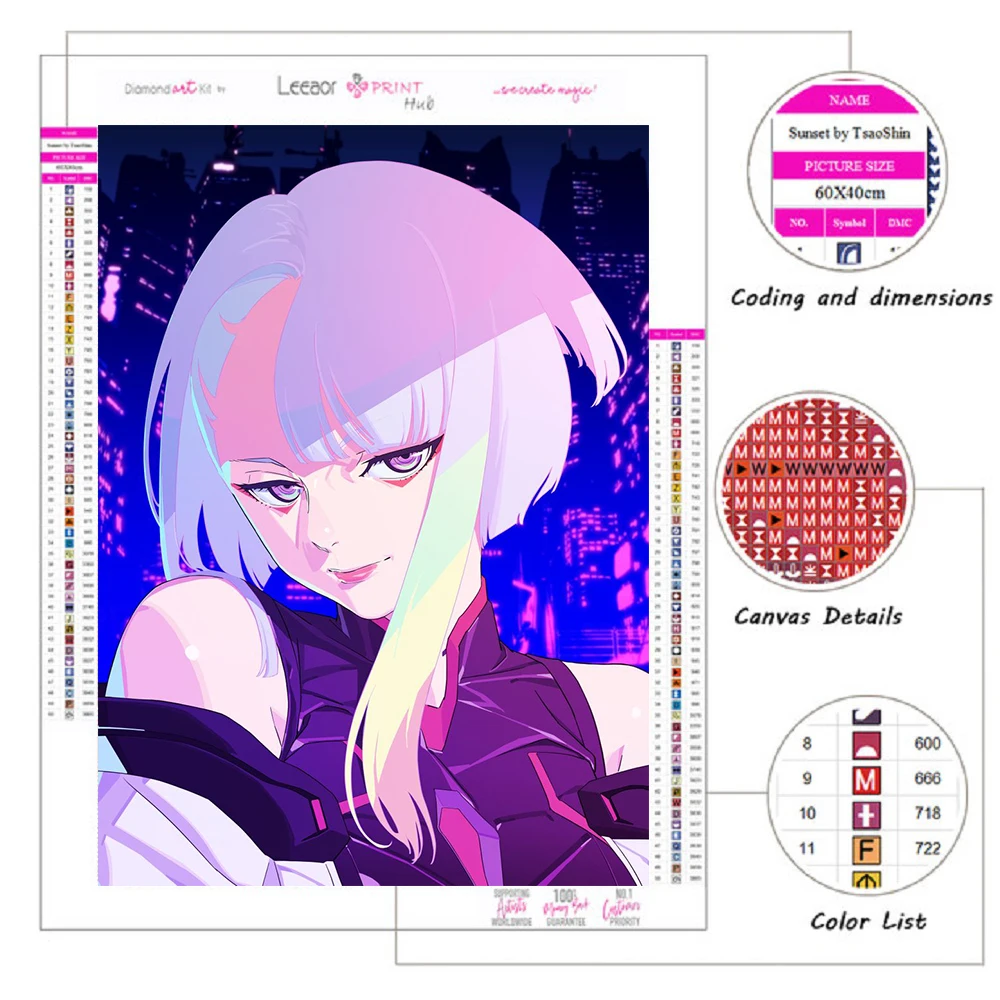 Diamond Painting Anime Cyberpunk Edge Killer Japanese Sci-Fi Cartoon Cross Stitch Embroidery Picture Mosaic Home Decoration DIY