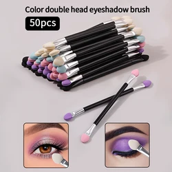 50PCS Double-Ended Eyeshadow Brushes Fashion Useful Long Handle Sponge Stick Applicators Lip Eye Brow Brush Beauty Makeup Tool