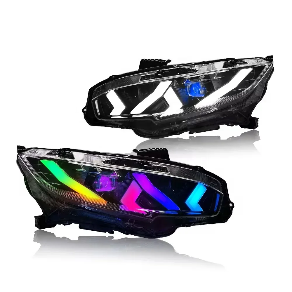 

ApolloArchaic RGB Headlights For Sedan Hatchback With Sequential Turn Signal CIVIC LED Headlight Head Light 10th 2016-2020