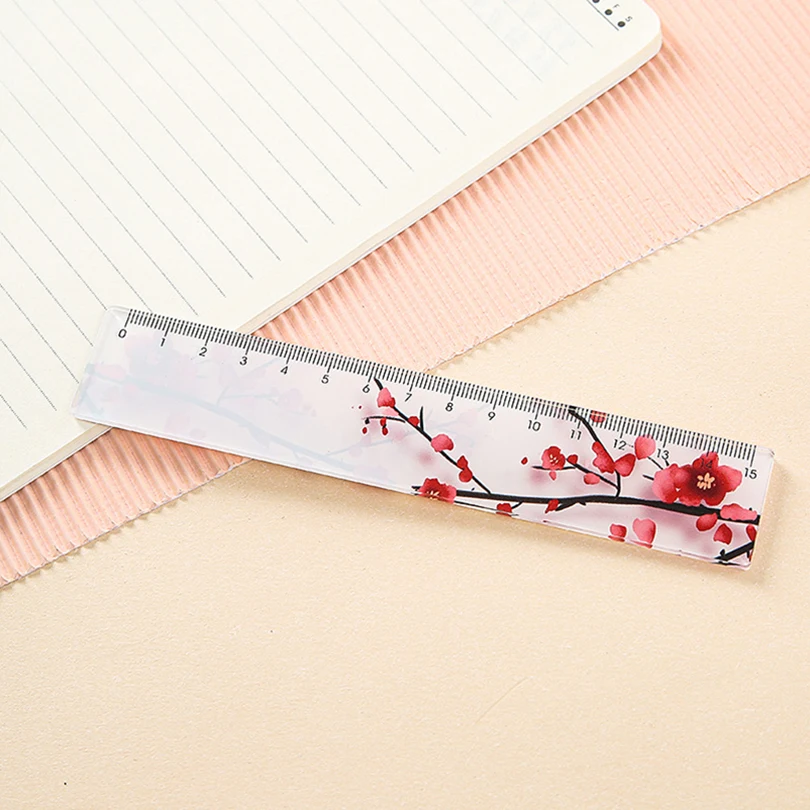 Flowers Ruler School Supplies Kawaii Stationery Papeleria Transparent Cute Stationery Regla School Rules 15cm Drawing Tool