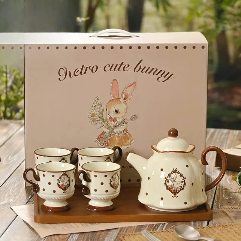Household gift practical high-end tea set set moving gift housewarming joy teapot water cup set
