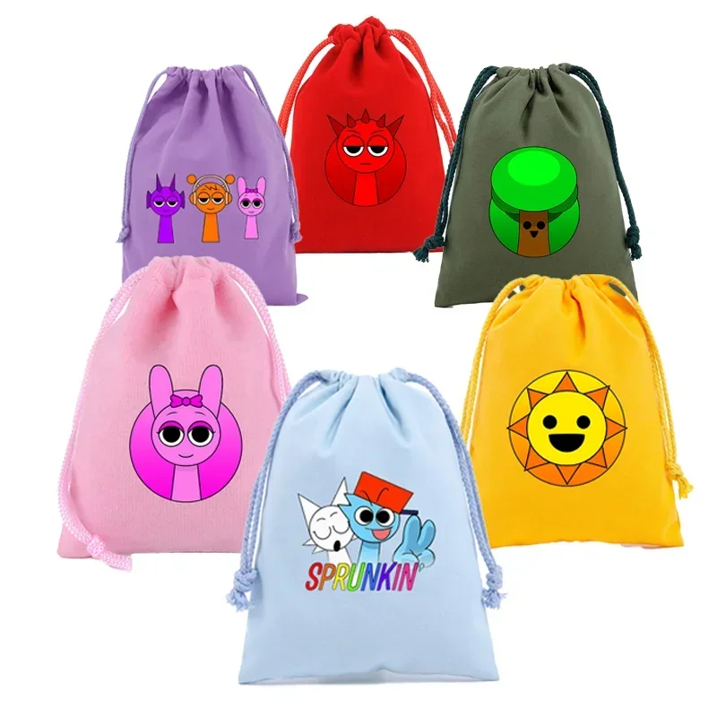 

Sprunki Drawstring Bag Incredibox Kids Cartoon Print Handbag Cute Toy Storage Pouch Child Fashion Draw String Bags Birthday Gift