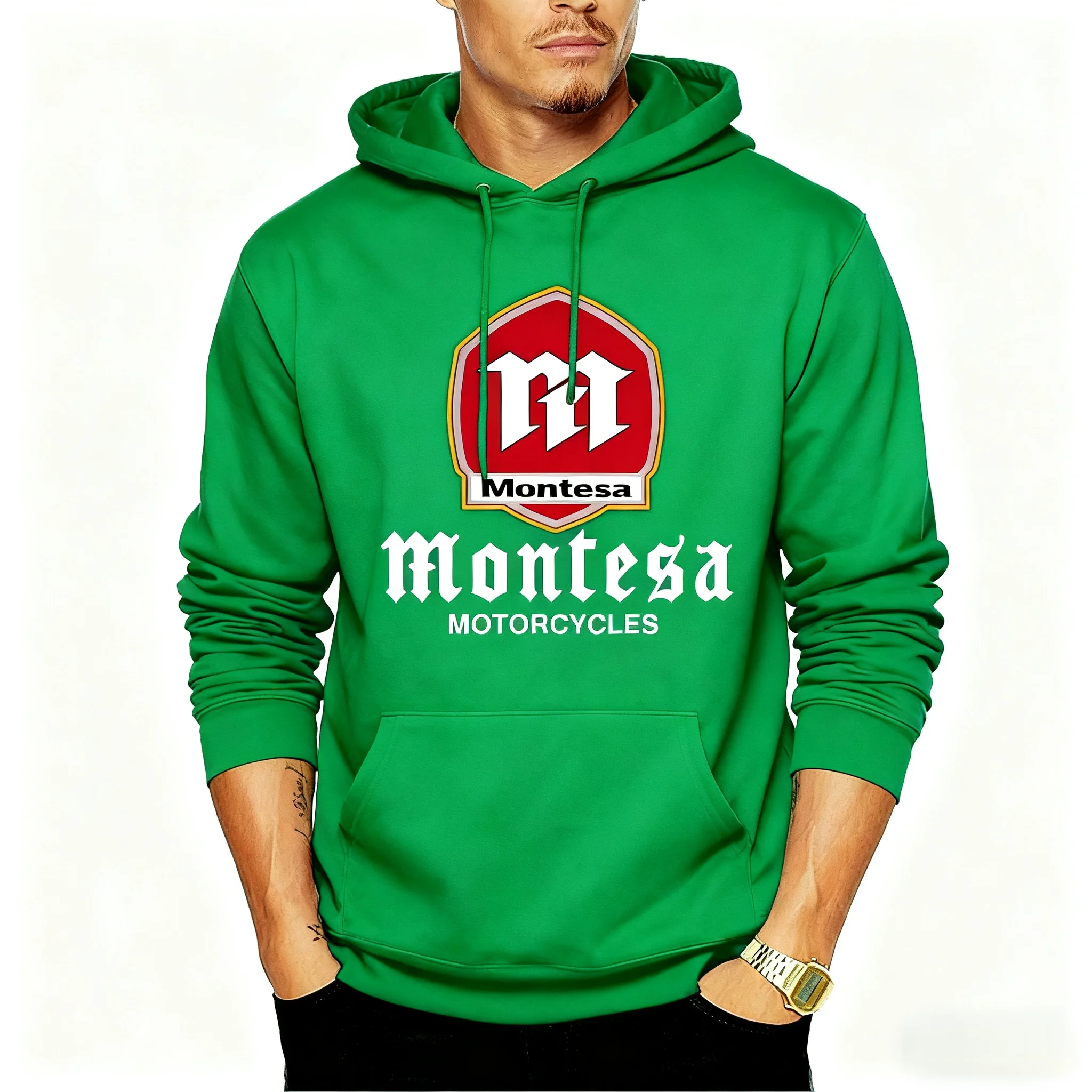 モンテサオートバイパーカー男性用ヴィンテージデザインカジュアル快適な服アウトドアライディングスポーツトレーニングフード付きジャージユニフォーム