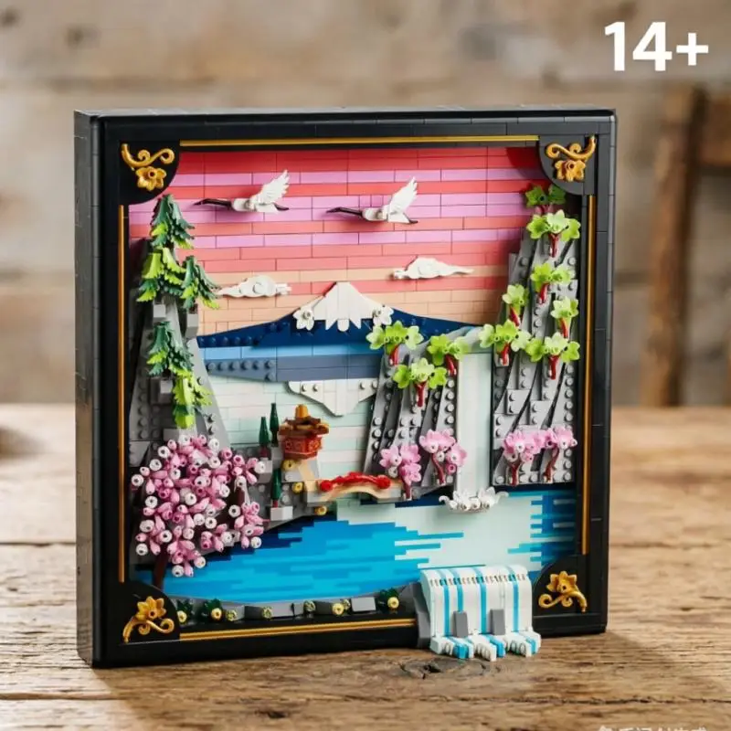 

NEW 1892PCS Art And Life 31218 Japanese Cherry Blossom Landscape Model Building Diy Creative Toy Adornment Christmas Gift