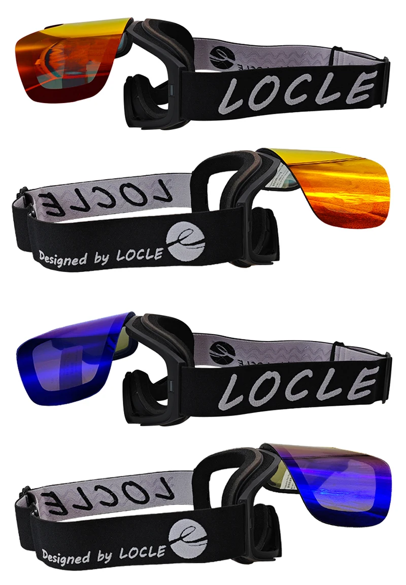 LOCLE Magnetische Skibrille Männer Frauen Doppelschichten Flip Up Snowboard Maske Skibrillen Antibeschlag OTG Motorrad Schneemobil Brille – Detail 6