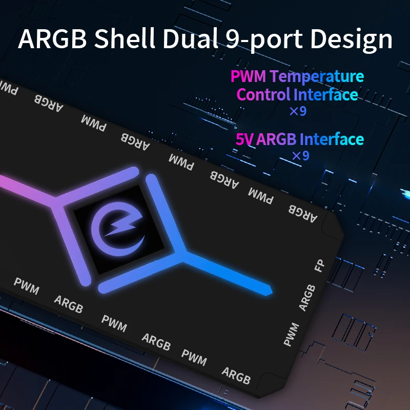 قطار الطاقة ARGB محور PWM 2 في 1 مفتاح مروحة الهيكل 1 سحب 8 التحكم في درجة الحرارة التحكم في السرعة Shenlight المزامن