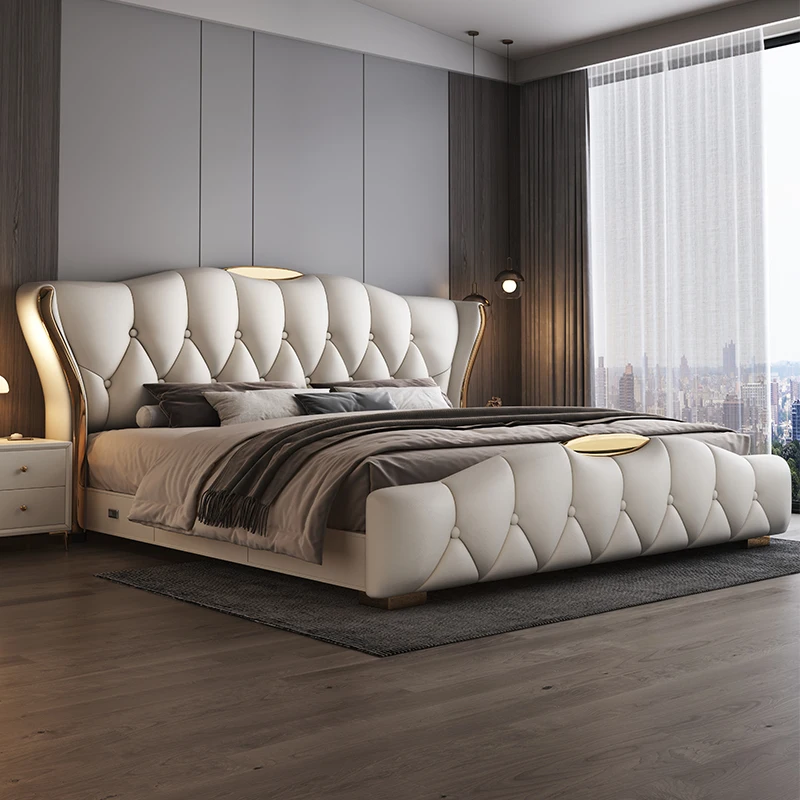 

Design Master Bedroom Bed Fashionable Reading Lazy High Quality Apartment Bed Nordic Light Luxury Cama De Casal Home Furniture