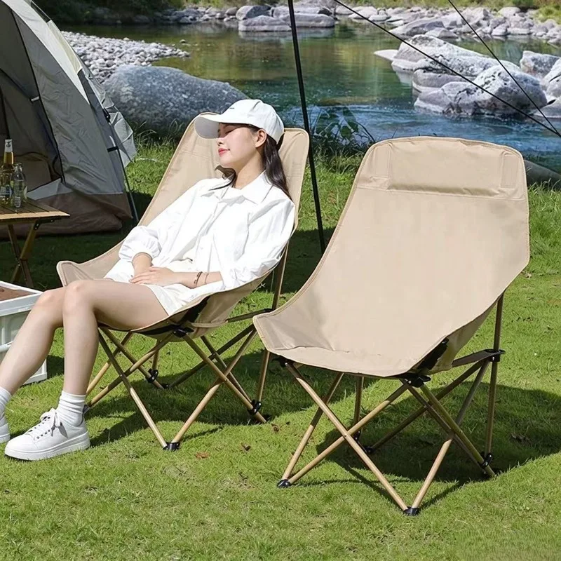 Camping High Back Wide Large Outdoor Folding Chair Convenient Reclining Chair Fishing Stool Beach Chair Picnic
