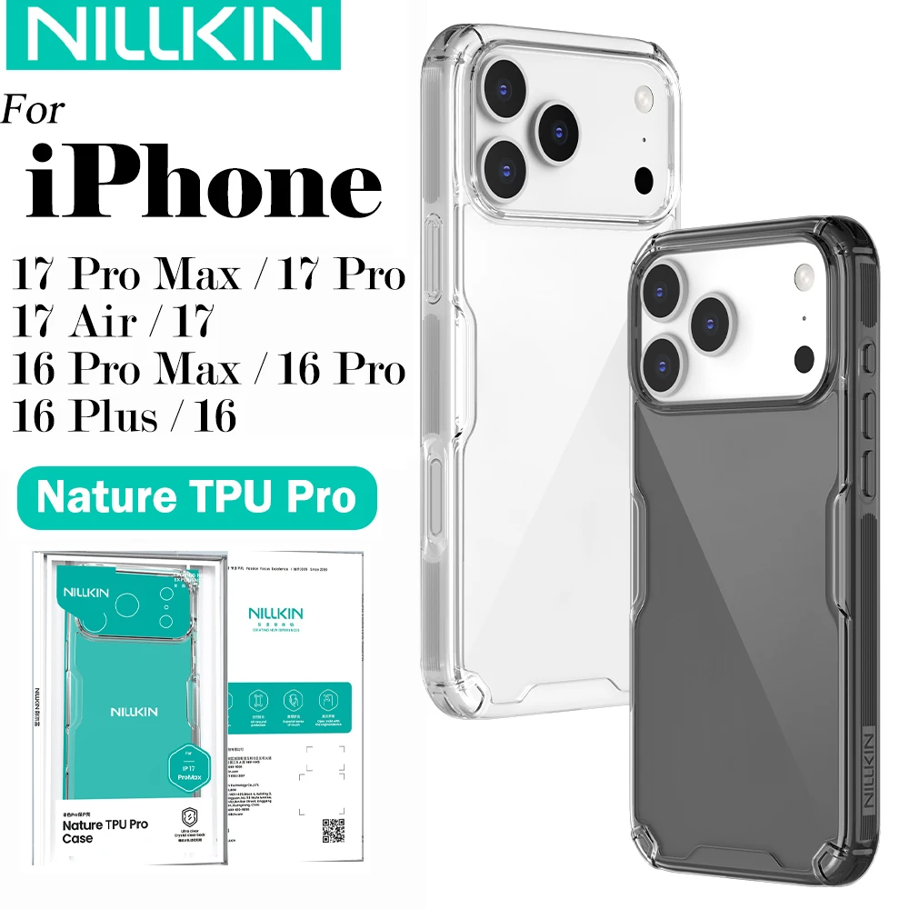 Capa Traseira Transparente de Silicone TPU+PC Macia Nillkin para iPhone 17 Pro Max 16 Pro Max 17 Air
