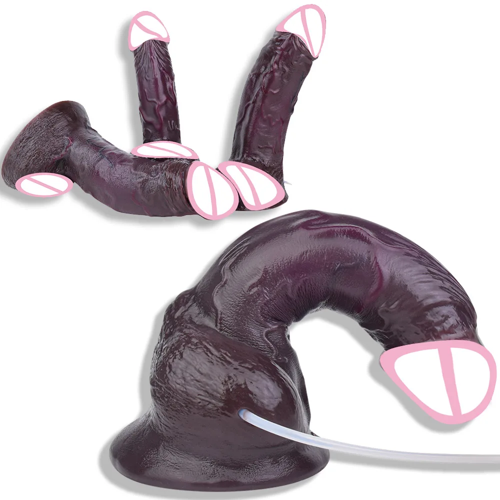 ANOSX Dark Color Dildos Squirting Penis Soft Silicone Buttplug Adult Penetration Delay Ejaculation Dildo Ejaculating Anal Plug