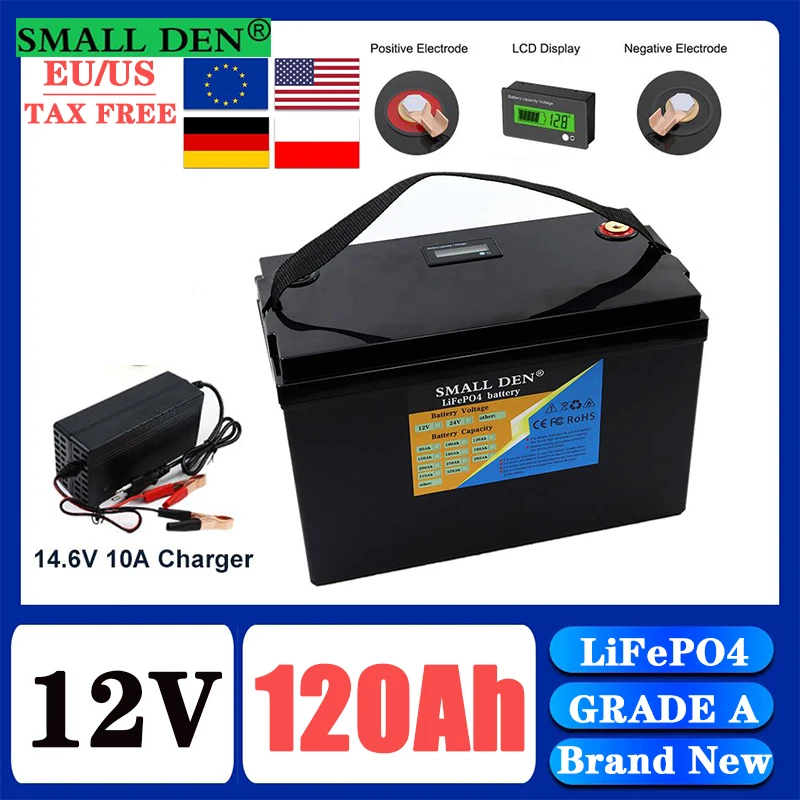 New 12V/24V 100Ah~320Ah LiFePO4 battery pack 12.8V suitable for RV campers off-road off grid battery pack EU/US duty-free