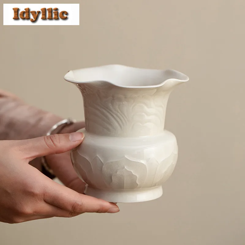 

550ml Plant Ash Relief Flower Mouth Jianshui Tea Cup Wash Water Washing Slag Tank Tea Dust Cylinder Barrel Chaxi Accessories