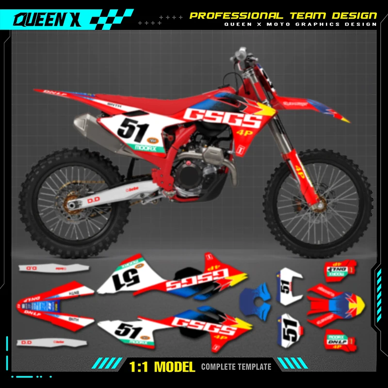 Queen X MOTOR Custom Team Graphics Backgrounds Decals For 3M Stickers Kit For GASGAS GAS GAS 2024 2025 2026 EC MC 006